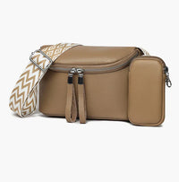 Nina | Finsläpad PU Leder-Umhängetasche – Khaki
