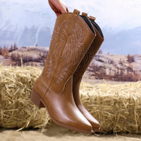 Noelle | Fußgewölbestütze Orthopädisch Cowboy-Stiefel – Braun