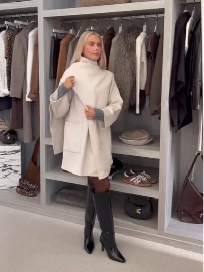 Yasmina | Elegante einfarbige Woll-Capejacken Damen