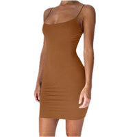 Evelin | Spaghettiträger Minikleid Für Damen – Kaffee