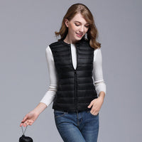 Damen Puffer Daunen Weste | Ärmellos – Schwarz