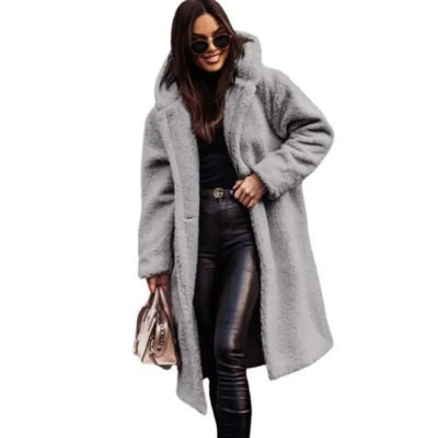 Reienna | Damen Langer Wollmantel mit Kapuze für den Winter