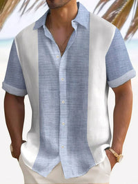Kurzärmliges Hemd für Herren - Cuba gestreiftes Sommerhemd für den Sommer – Himmelblau