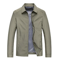 Herren Langarm Kragen Übergangsjacke – Khaki
