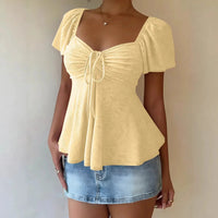 Fiorelle™ Bluse Mit Zartem Raffdetail und Leichtem Fall – Gelb