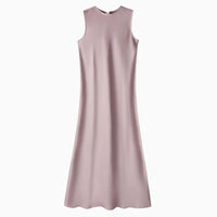Elegantes Satinkleid - Stricktop-Kombinationsset – Rosa Glanz Satin