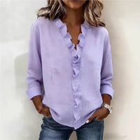 Sorelle™ Bluse mit Vertikalem Rüschendetail und Zeitlosem Stil – Helllila