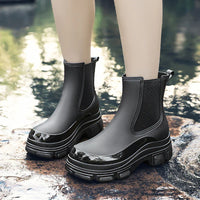 Gummistiefel Damen | Knöchelhöhe Mit Elastikseitenteilen – Schwarz