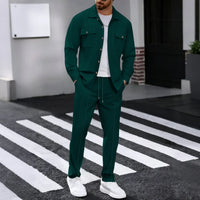 Erik™ Premium-Set aus strukturierter Strickware mit Button-down-Hemd – Grün