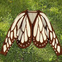 Cardigan Farfallia™ aus strukturiertem Strick mit Schmetterlingsflügel-inspiriertem Design – Creme