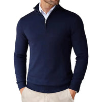 Herren-Pullover mit Halbreißverschluss | strukturierte Ausführung – Blau