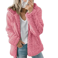 Damen Lässiges Kapuze Jacke | Warme – Rosa