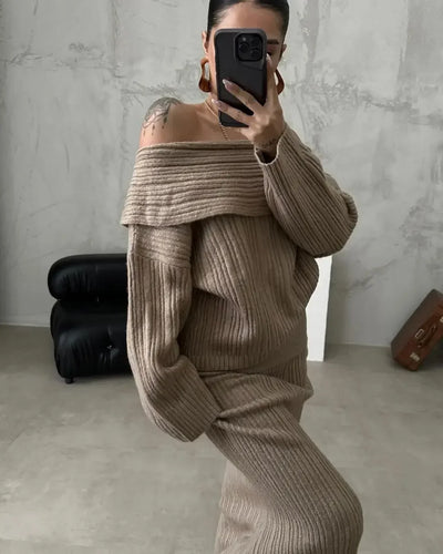 Rersahlha | Herbst-Winter Off-Shoulder Strickset für Damen