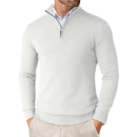 Herren-Pullover mit Halbreißverschluss | strukturierte Ausführung – Weiß