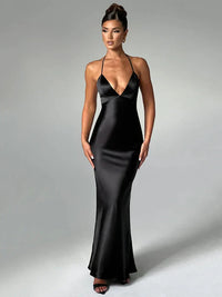 Laura | Rückenfreies Nachtkleid – Schwarz