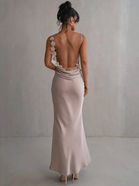 Emily | Maxikleid mit geblümtem Rücken – Aprikose
