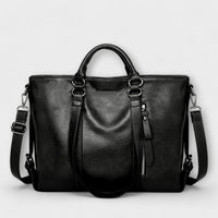 Eleanor | Große Lederhandtasche – Schwarz