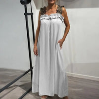 Neapel™ Maxikleid aus leichter Viskose mit Leo-Trägern und lockerem Fall – Weiß