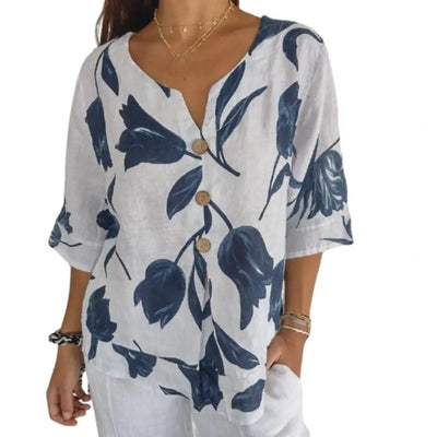 Louisa - Gedruckte V-Ausschnitt Bluse