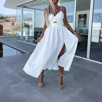 Fiora™ Kleid mit Feinem Cut-Out und Elegantem Schlitz – Weiß