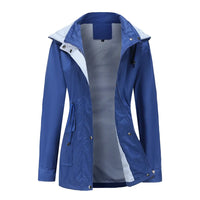 Übergangsjacke für Damen - Leichte wasserdichte Regenjacke mit Kapuze – Blau