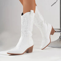 Damen Vintage Cowboystiefel | Bequem – Weiß