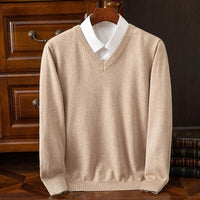 Olympia Cashmere V-Neck Sweater – Beige