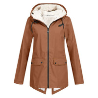 Damen Winter Wasserdichter Trenchcoat | Mit Kapuze – Khaki