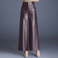 Julia | Weite Damen Lederhose stilvoll elegant – Bordeaux