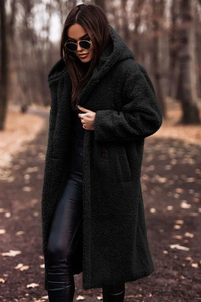 Reienna | Damen Langer Wollmantel mit Kapuze für den Winter