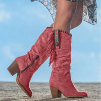 Hohe Damen Cowboystiefel | Retro – Rot