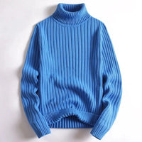 ERIK - PULLOVER AUS RIPPSTRICK MIT ROLLKRAGEN – Blau