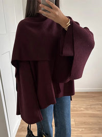 Yasmina | Elegante einfarbige Woll-Capejacken Damen – Rot