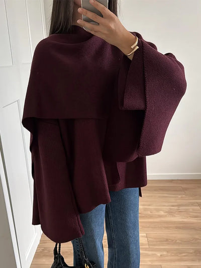 Yasmina | Elegante einfarbige Woll-Capejacken Damen