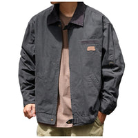 Wipase | Herren Canvas Jacke Vintage Stil Baumwolle Dick Warm – Grau
