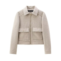 Alina | Kurzjacke Mit Reißverschluss – Khaki