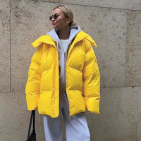 Übergröße PufferJacke mit Kapuze – Gelb