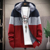 Hoodie für Herren - Leichte Strickjacke für den Sommer – Bordeauxrot mit Kapuze