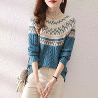 Eva® | Bequemer Eleganter Pullover – Weiß/blau