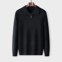 Merino - Eleganter & gemütlicher Half-Zip Pullover – Schwarz
