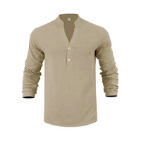 Orvian™ Hemd aus Premium-Leinen mit Minimalistischem Henley-Kragen – Khaki