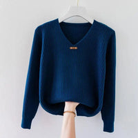 NADJA - ENG ANLIEGENDER RIPPSTRICKPULLOVER – Blau