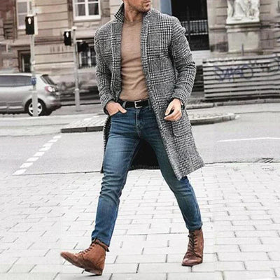 Klezindra | Eleganter Retro-Hahnentritt-Wollmantel für Herbst und Winter