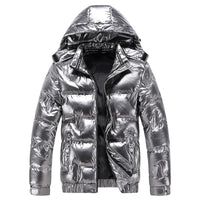 Stylische Herren Daunen Jacke mit Kapuze | Winter – Weiß