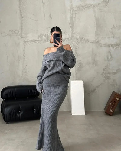 Rersahlha | Herbst-Winter Off-Shoulder Strickset für Damen