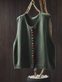 Rosalie | Strickweste mit Knöpfen – Grün