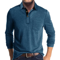 Jörg™ | Herren Langarmshirt in Unifarbe – Blau