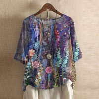 Lily | Laternenärmel Blumenmuster Bluse – Violett