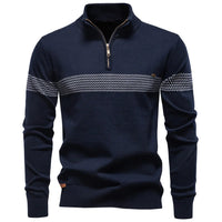 Amitai - Klassischer Strick Pullover Mit Halbem Reißverschluss – Marine