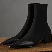 Moderne Knitted Sock-Stiefel – Schwarz